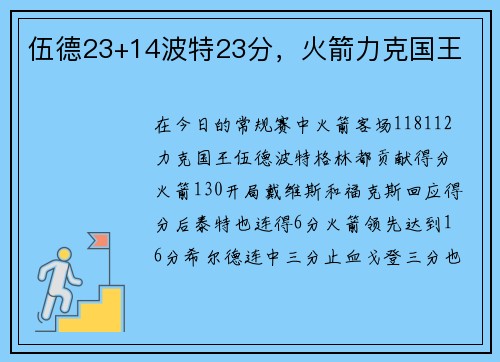 伍德23+14波特23分，火箭力克国王